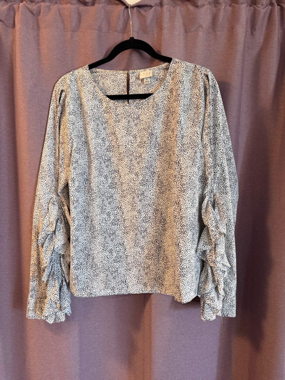 Target Black and White Speckled Long-Sleeve Blouse